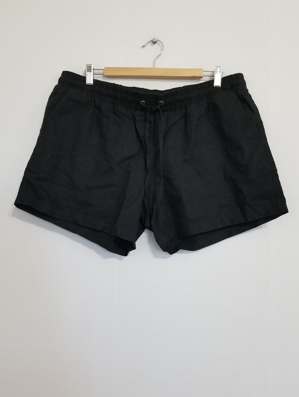 NWT Amazon Essentials Black Linen Blend Pull On Shorts Size XL